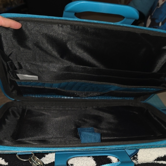 Blue Crocodile-Embossed Briefcase - Picture 3 of 4